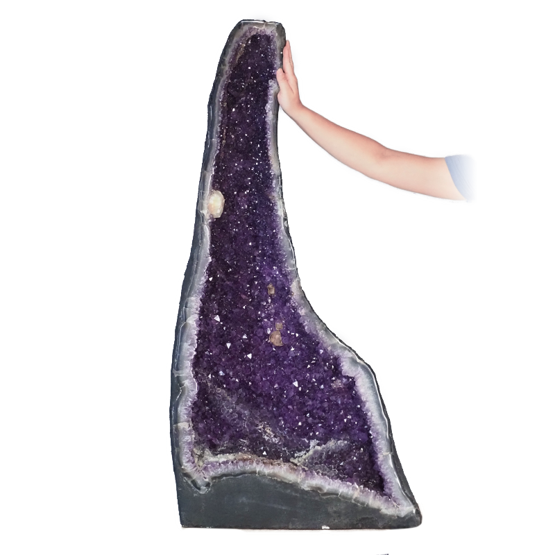 Amethyst cathedral for sale with an A-grade deep purple crystal interior.