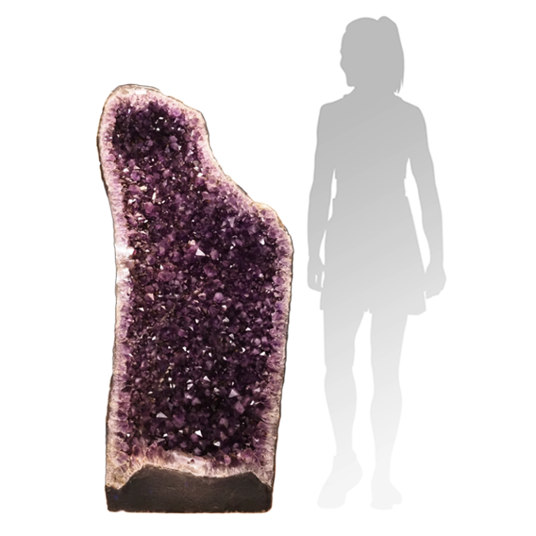Large crystals for sale featuring an amethyst cave with rich purple crystal points.