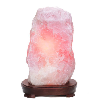 Pink Quartz Lamp | Huge 37cm Gem Lamp with Cord and Globe